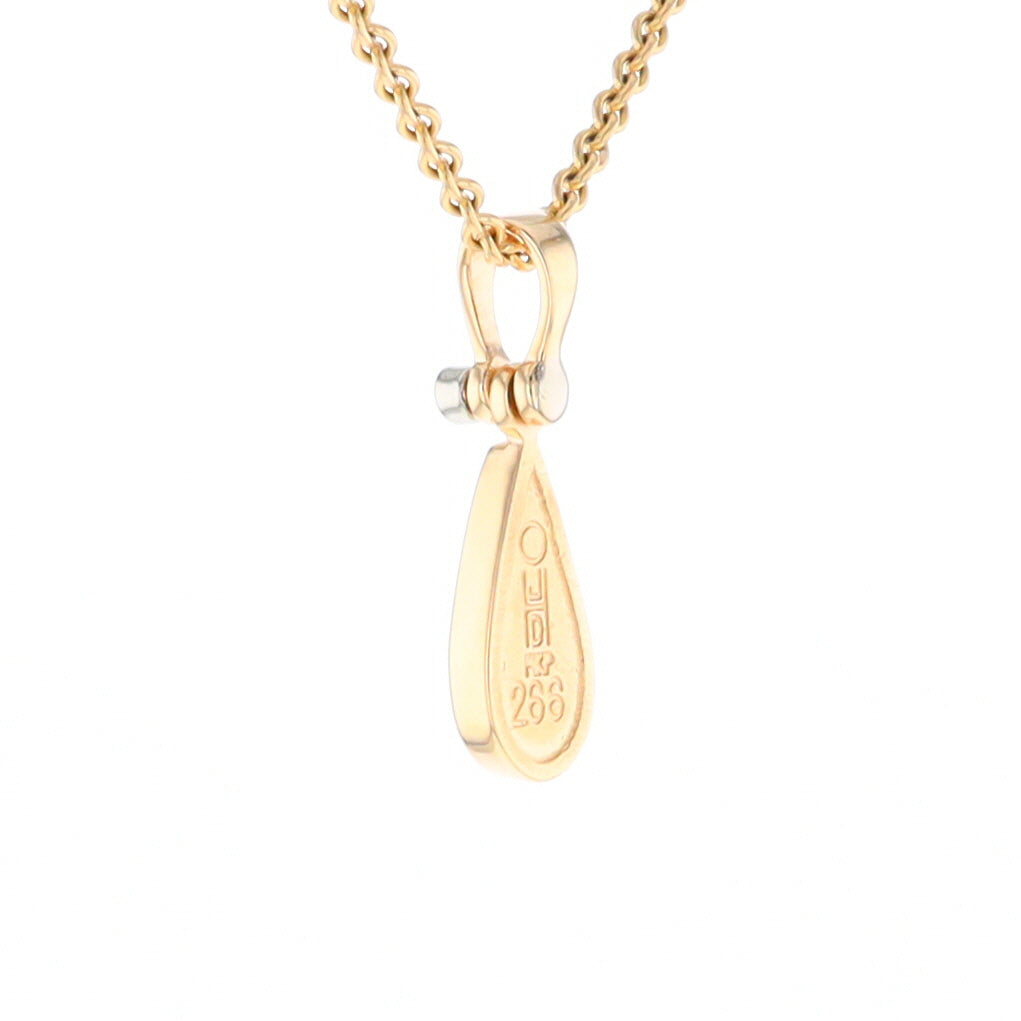 Gold Quartz Pendant Tear Drop Inlaid Design with .02ct Diamond