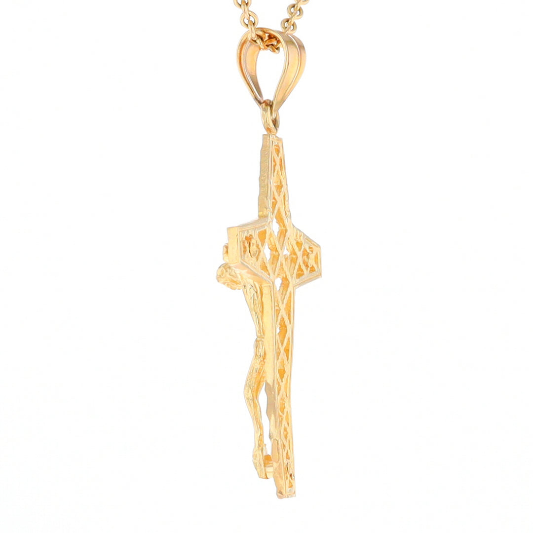 Gold Mesh Crucifix Pendant