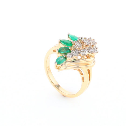 Emerald and Diamond Cluster Ring