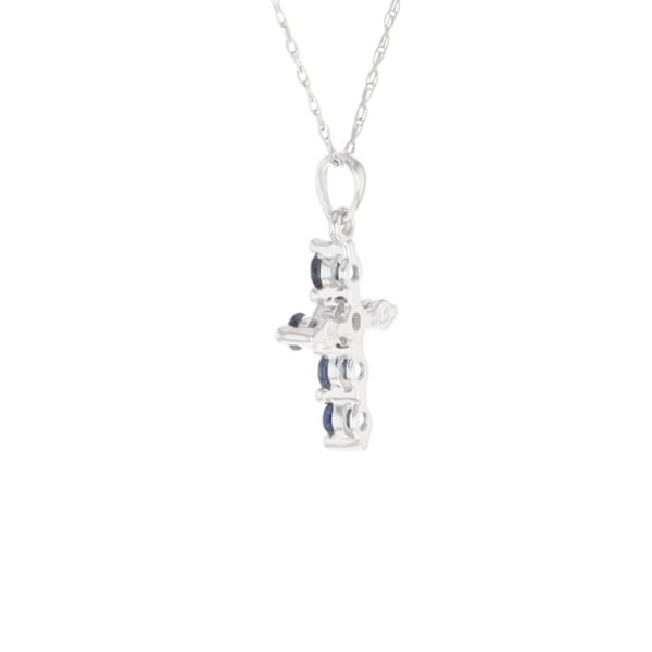 Small Blue Sapphire Cross Pendant