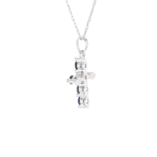 Small Blue Sapphire Cross Pendant