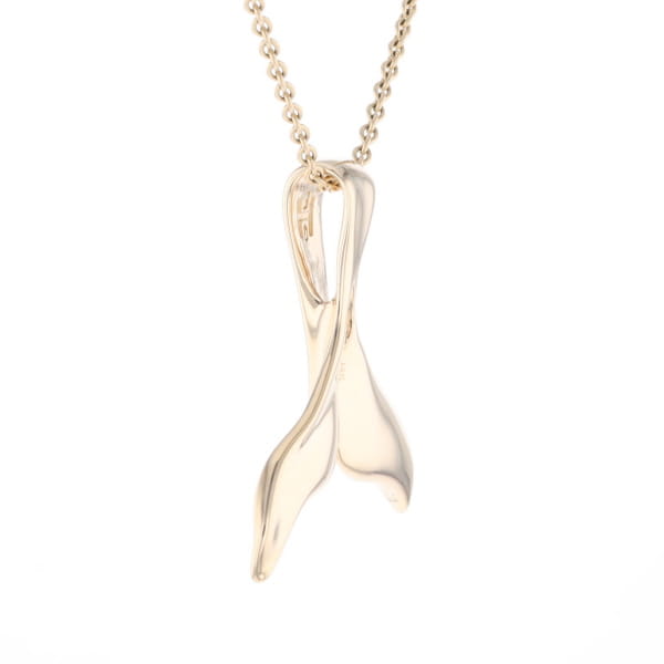 Whale Tail Natural Gold Quartz Single Side Inlaid Pendant