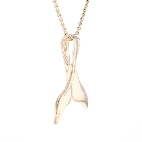 Whale Tail Natural Gold Quartz Single Side Inlaid Pendant