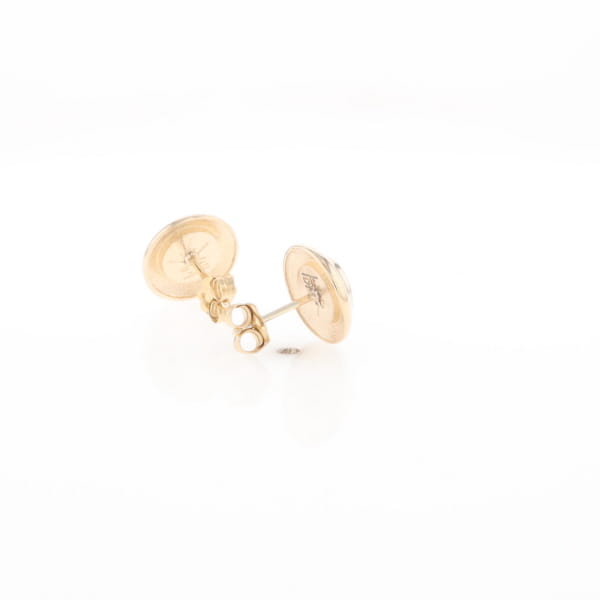 Gold Quartz Earrings Round Inlaid Design