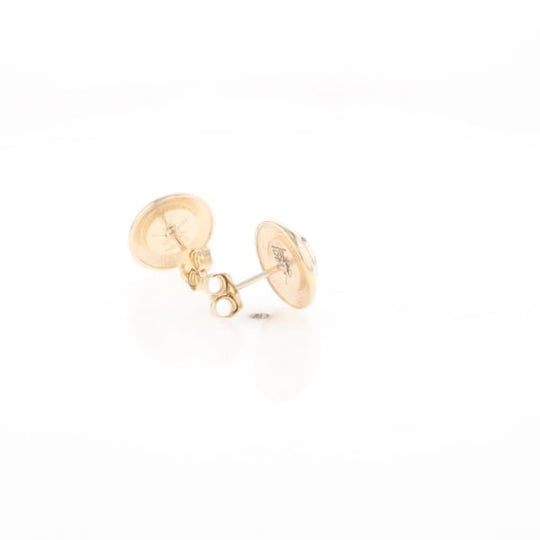 Gold Quartz Earrings Round Inlaid Design