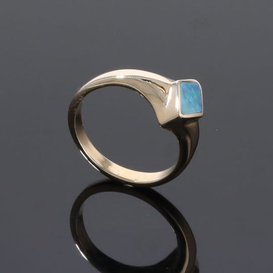 Opal Rings Diamond Shape Inlaid Design