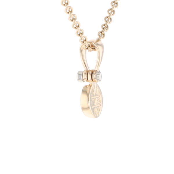 Gold Quartz Necklace Round Inlaid Pendant with .02ct Diamond