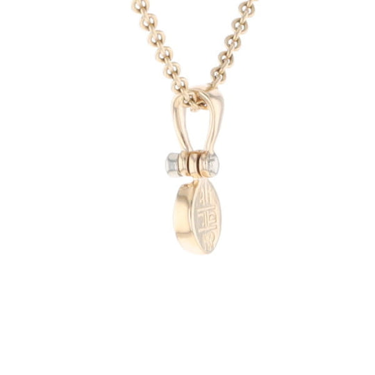 Gold Quartz Necklace Round Inlaid Pendant with .02ct Diamond