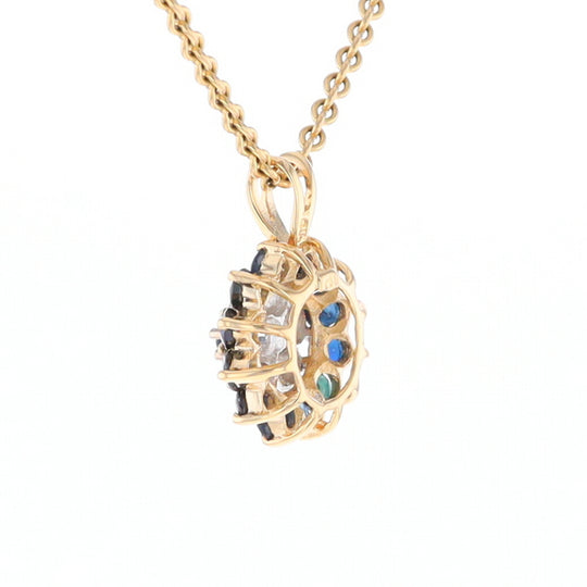 Round Diamond & Sapphire Cluster Pendant