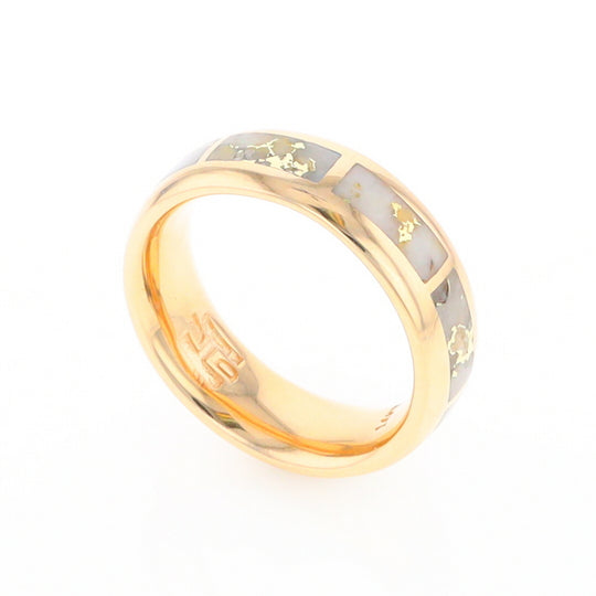 Gold Quartz Ring 8 Rectangle Section Inlaid Eternity Band