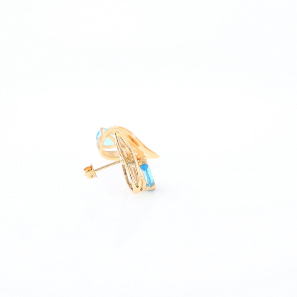 Blue Topaz Swirl Pear Stud Earrings