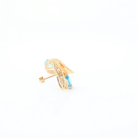 Blue Topaz Swirl Pear Stud Earrings