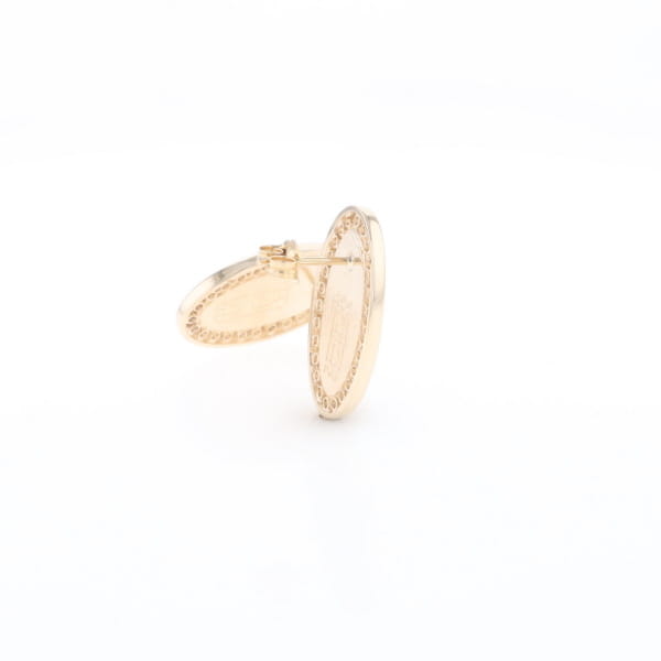 Gold Quartz Earrings Oval Inlaid Design .73ctw Round Diamonds Halo G2