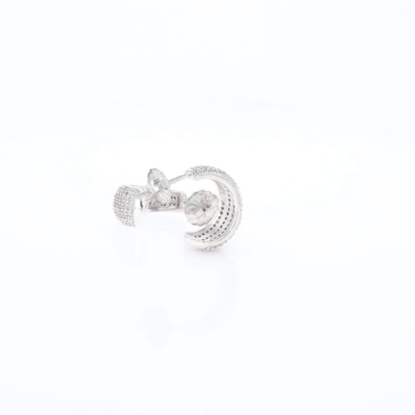 Diamond Half Hoop Stud Earrings