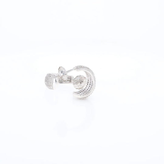 Diamond Half Hoop Stud Earrings
