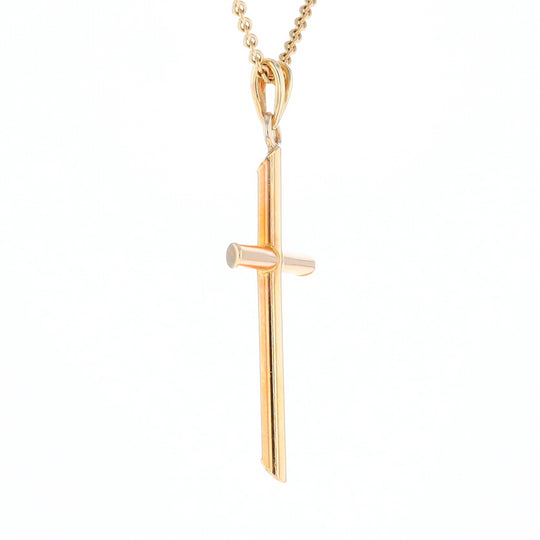 Beveled Edge Tube Cross Pendant