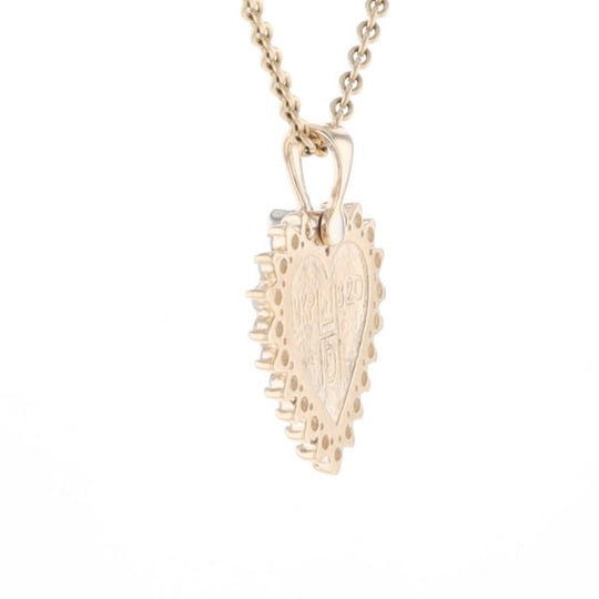 Gold Quartz Heart Shape Inlaid .55Ctw Diamond Pendant