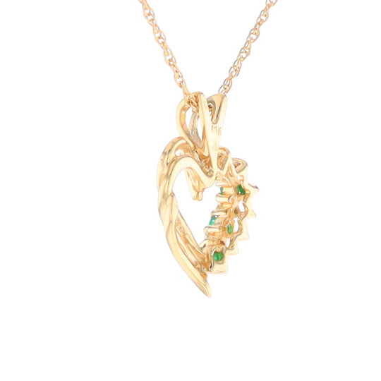 Open Heart Emerald and Diamond Pendant