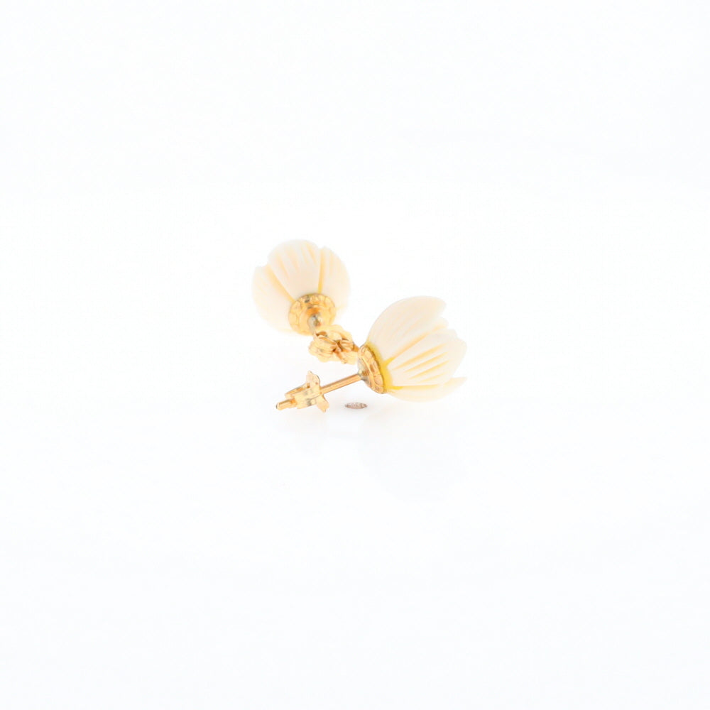 Carved Ivory Flower Stud Earrings