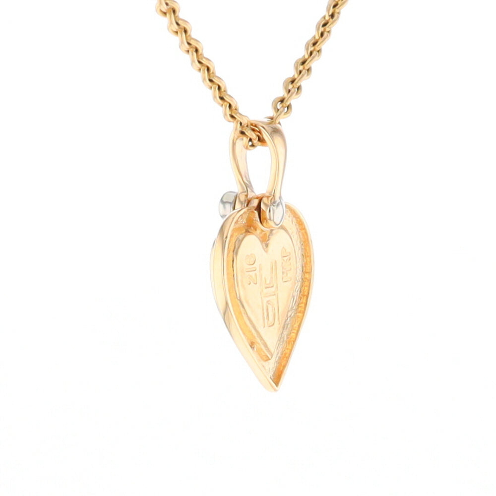 Gold Quartz Heart Shape Inlaid Pendant with .02ct Diamond