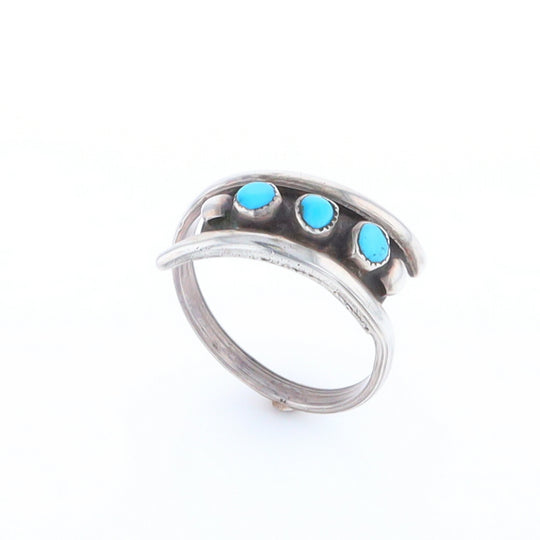 Round Turquoise Row Bypass Ring