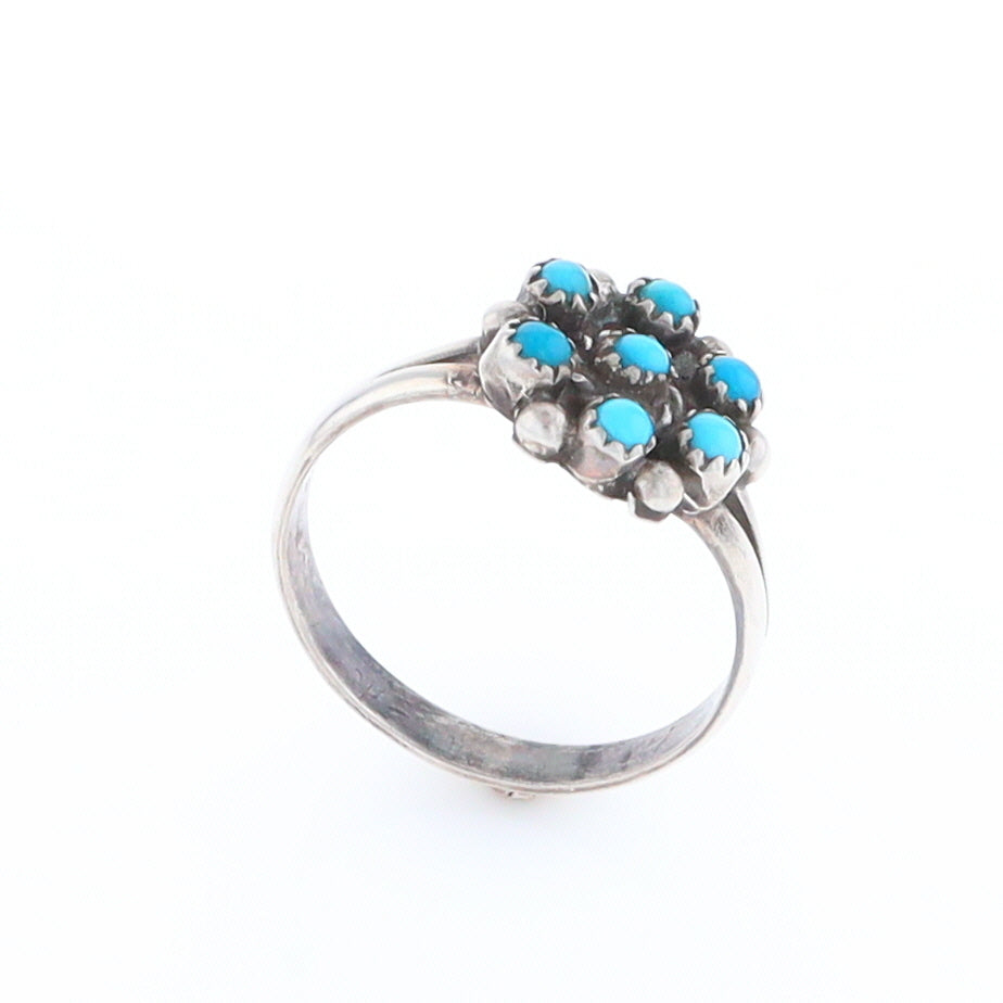 Round Turquoise Cluster Ring