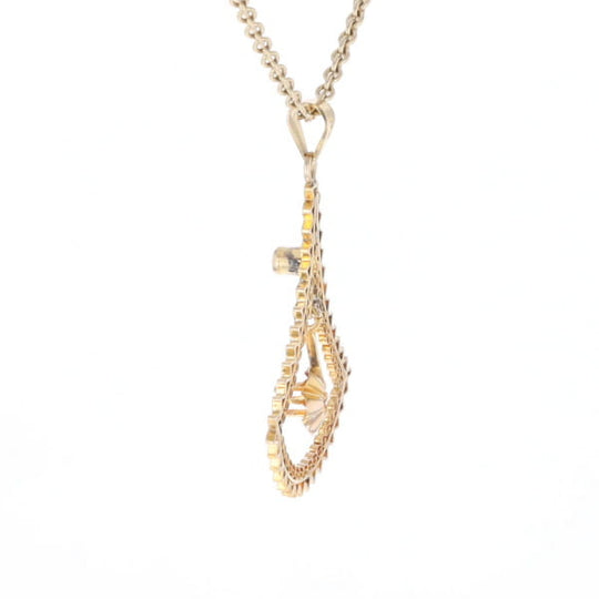Vintage Buttercup Dangle Ruby Scrollwork Pendant