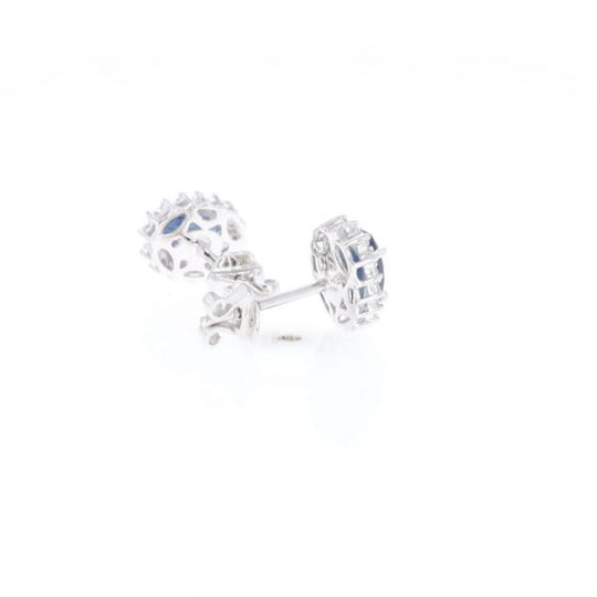 Oval Blue Sapphire Earrings With Halo