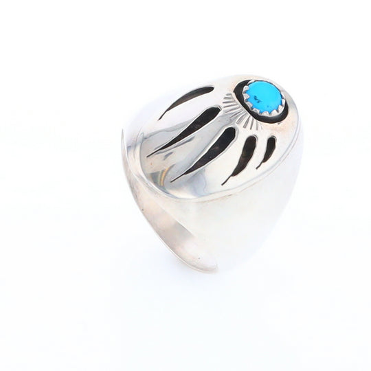 Mens Native Turquoise Bear Claw Ring