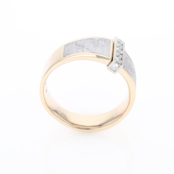 Meteorite Ring Double Sided Inlaid with .19ctw Round Diamonds