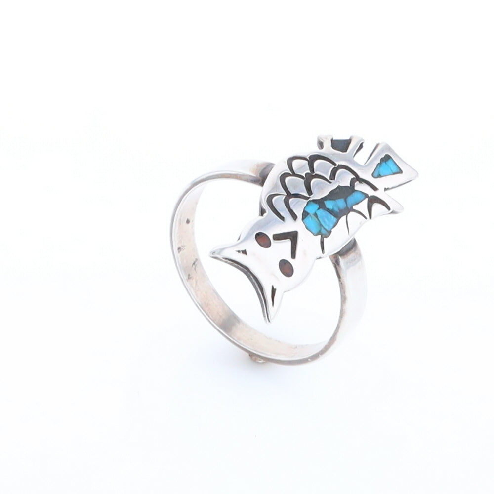 Crushed Coral & Turquoise Owl Ring