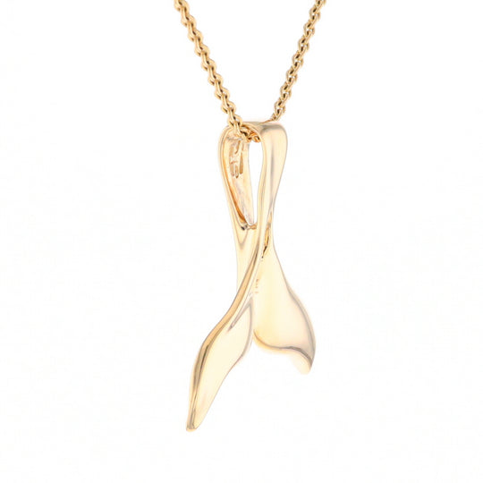 Whale Tail Natural Gold Quartz Single Side Inlaid Pendant