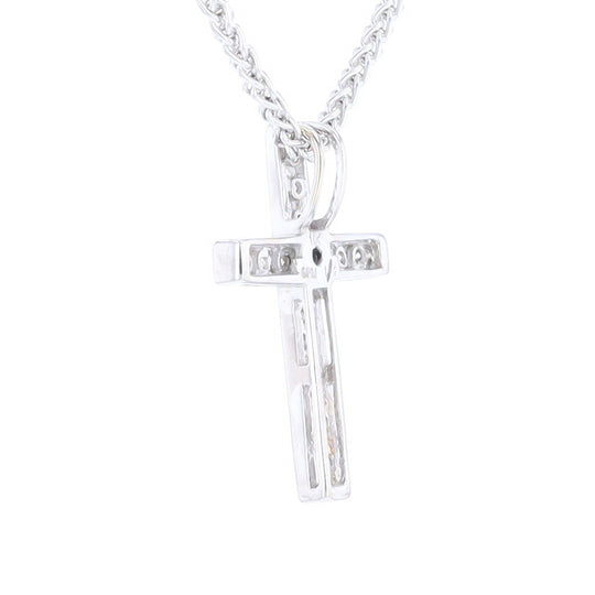 Channel Set Diamond Cross Pendant