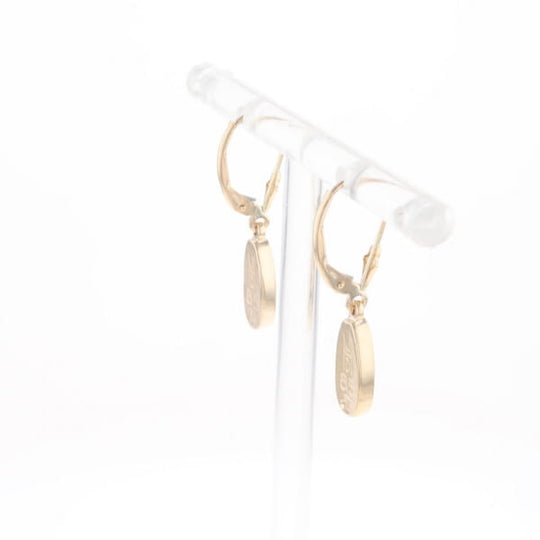 Gold Quartz Earrings Tear Drop Inlaid Lever Backs