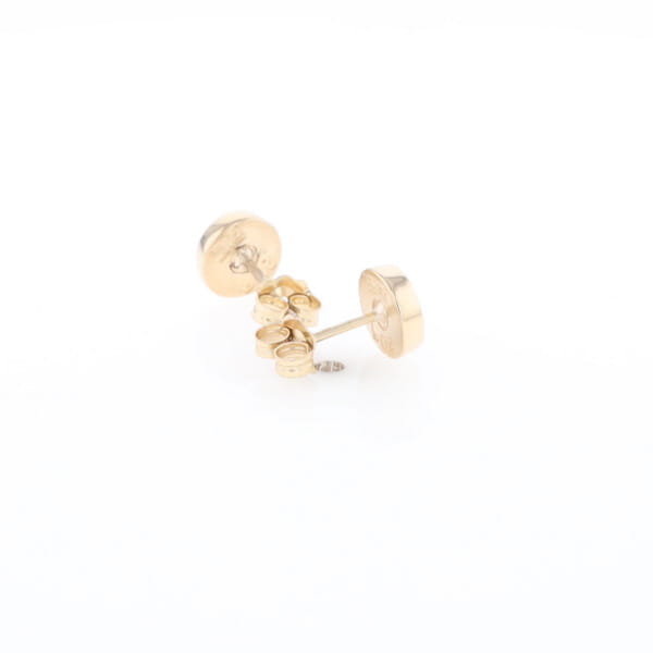 Gold Quartz Earrings Round Inlaid Studs