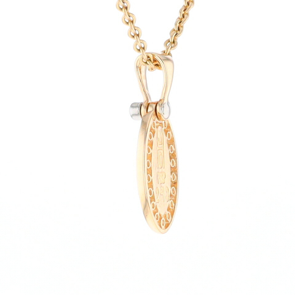 Gold Quartz Pendant Oval Inlaid with .22ctw Round Diamonds Halo