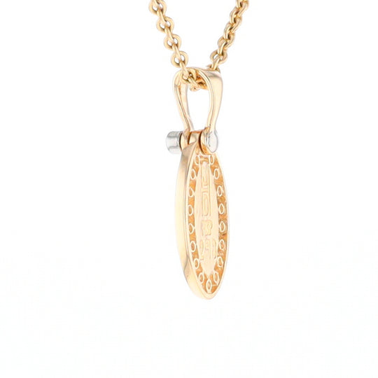 Gold Quartz Pendant Oval Inlaid with .22ctw Round Diamonds Halo