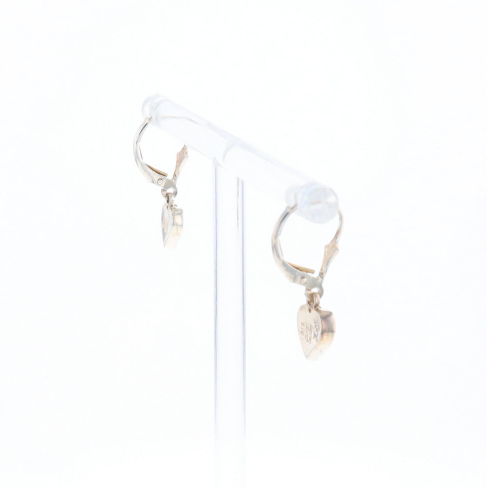 Silver Gold Quartz Inlaid Heart Earrings - G3