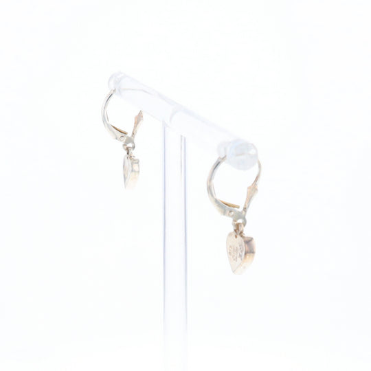 Silver Gold Quartz Inlaid Heart Earrings - G3