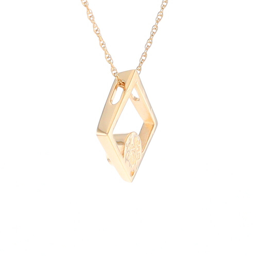 Open Square Gold Quartz Round Inlaid Pendant