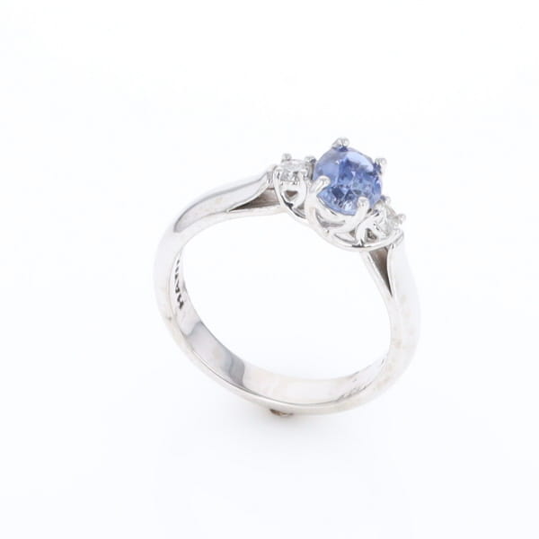 Ceylon Sapphire Three-Stone Trellis Ring