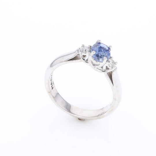Ceylon Sapphire Three-Stone Trellis Ring