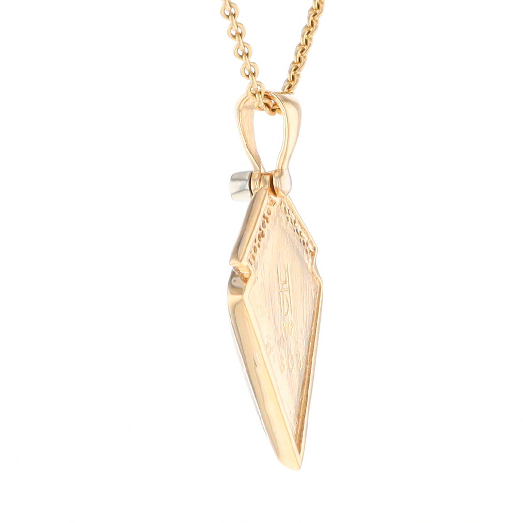 Gold Quartz Kite Shape Inlaid Pendant with 0.19ctw Diamonds (G1)