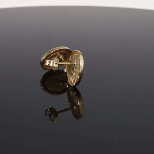 Opal Earrings Oval Inlaid Design Studs