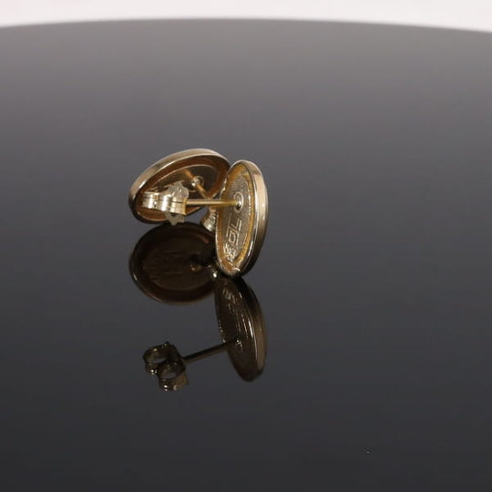Opal Earrings Oval Inlaid Design Studs