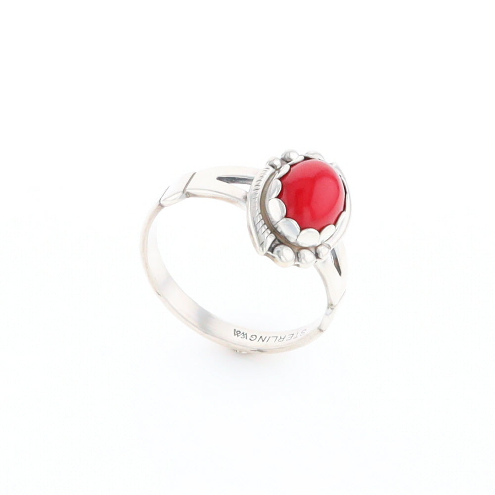 Native American Oval Coral Ring