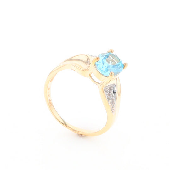 Blue Topaz Ring with Diamond Accents