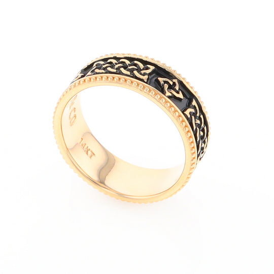 Celtic Knot Black and Gold Wedding Band