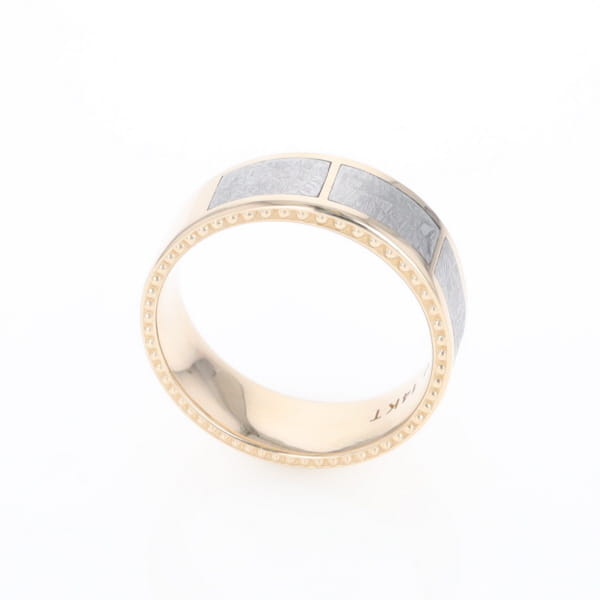 3 Section Men's Meteorite  Milgrain Topped Ring