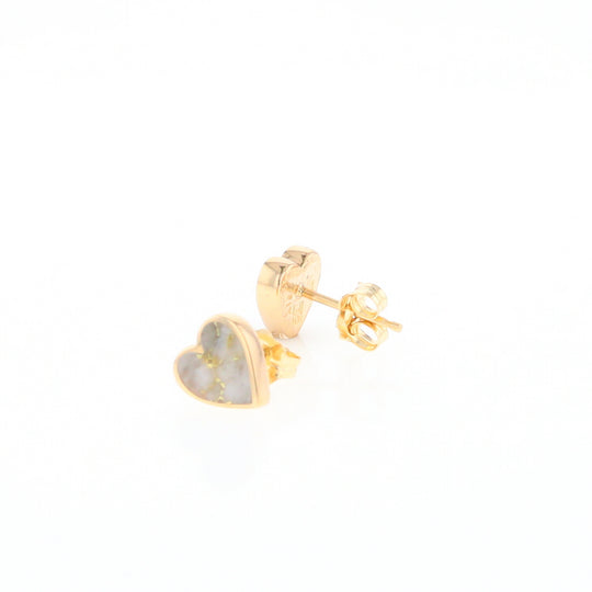 Gold Quartz Heart Stud Earrings - G2